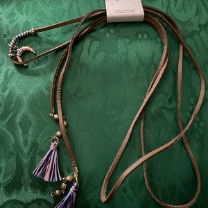 JM. 30” leather/tassels necklace. NWT